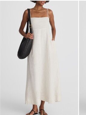 Madewell Women’s Ivory White Striped Spaghetti Strap Maxi Dress XL 12/14